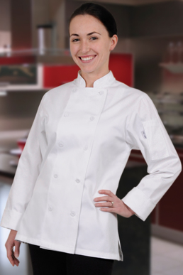 Picture of Chef Works - CWLJ-WHT - Marbella Women's White Executive Chef Coat